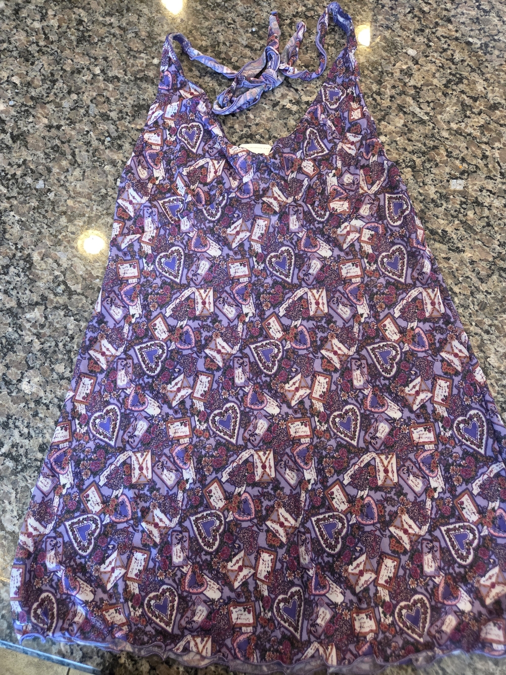 Free People Love Notes Purple Heart Print Slip Dress